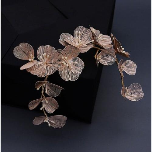 SLBRIDAL Handmade Crystal Rhinestones Pearls Flower Wedding Hair accessories Hair Vine Bridal Headband Bridesmaids Women Jewelry