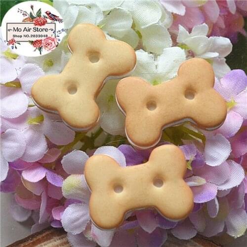 Dog bone cookies 10PCS 16x20mm Resin Flatback Cabochon Miniature Food Art Supply Decoration Charm Craft