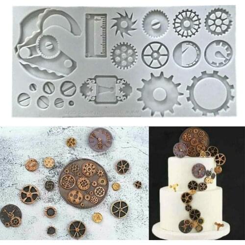 Steampunk Gear Cog Wheel Clock Fondant Silicone Mould Cake Baking Mold DIY Candy Clay Chocolate Gumpaste Baking Tools Gadgets