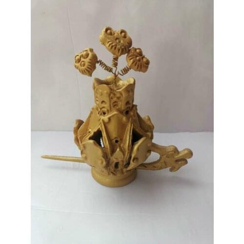 Taoist supplies, Taoist head crown, Taoist magic ware, lotus crown, camphor wood, Sanqing crown, solid wood carving