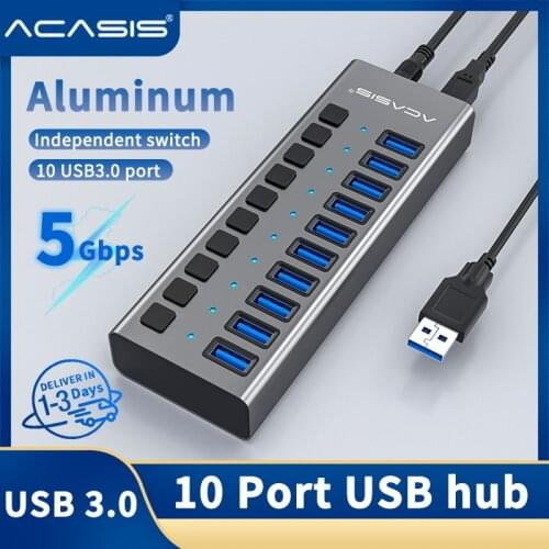 USB 3.0 Hub 10 Port 12V 4A Power Adapter USB HUB 3.0 Charger With Switch Multi USB Splitter USB3.0 Hub for Macbook PC Laptop