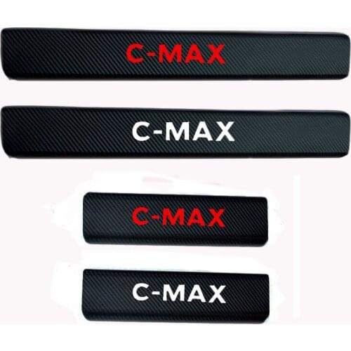 Carbon Fiber Vinyl Sticker Car Door Sill Protector Scuff Plate For Ford Cmax C-max Car Accessories