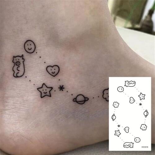 Waterproof Temporary Tattoo Sticker Planet Pattern Universe Element Fake Tattoo Flash Tattoo Small Art for Kids Men Women
