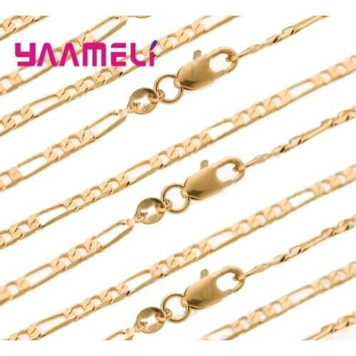 Wholesale 10PCS Figaro Link Necklace 18-26 Inch Yellow Gold Filled Chain with Lobster Clasps Man Woman Body Jewelry Accessoies