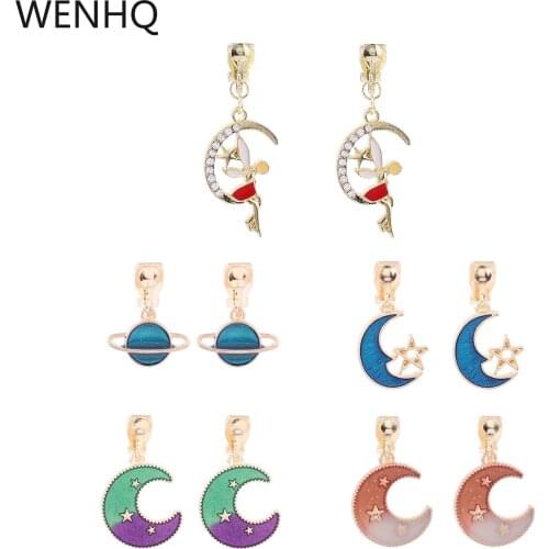 WENHQ Fashion Jewelry Clip on Earrings No Pierced for Women Girl Birthday Party Earth Star Shape Cuff Earrings No Hole Ear Clip