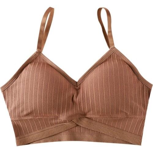 Women Intimates Bras Soft Comfortable Cotton Padded Solid Color Beauty Back No Steel Rings Knitted Bras Sports Underwear