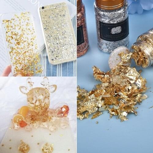 1 Bottle Gold Leaf Flakes Resin Filler Silver Confetti Filling For DIY Epoxy Resin Craft Nail Art Foil Paper Jewelry Making