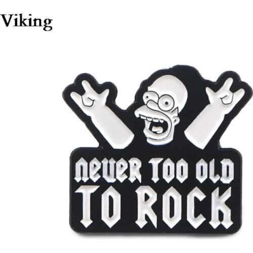 1Pcs Cartoon Never Too Old To Rock Badge Enamel Brooch Backpack Lapel Pins Cool Clothing Accessories For Women Men Kids G0347