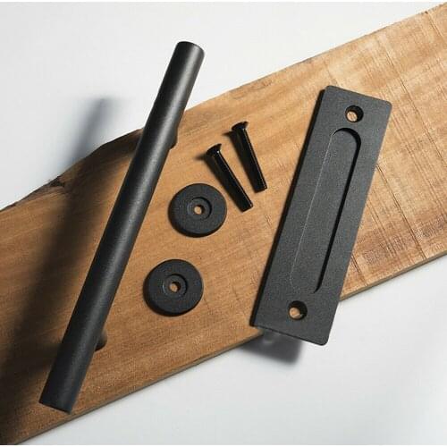 1 X Door Handle 2 X Screw 12\" Barn Door Handle Sliding Flush Pull Wood Door Gate Hardware Stainless Steel