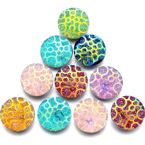 10pcs/lot New Colourful 18mm Snap Buttons Jewelry Resin Ginger Snaps Charm Fit 18mm 20mm Snap Bracelet Button Jewelry