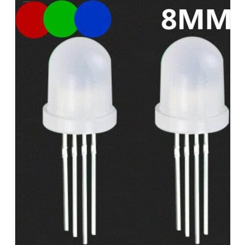 250pcs LED Diode 8mm RGB Common Cathode Red Green Blue Tricolor 4Pin Diffused Round LED Light Emitting Diode Lamp Through Hole