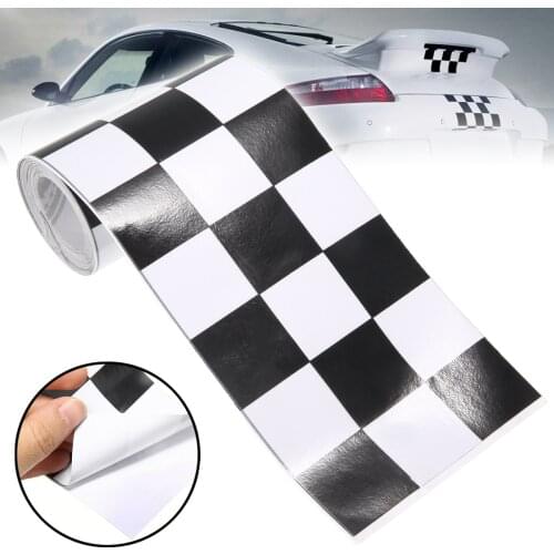 275cm Black And White Checkered Vinyl Sticker Tape Car Motorcycle Body Tank Decal For Auto Bike Exterior Decoration Accessories
