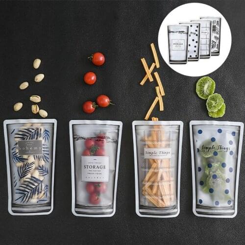 4pcs Household Kitchen Food Zipper Bag Snack Sealing Moisture Storage Bag Refrigerator Fresh Fruit Vegetable Kitchen Organizer