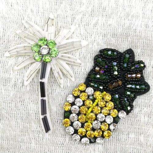 2Pcs Sequins Rhinestones Bead Brooch Patches applique sew on Beading Embroidery Clothes Shoes Bags Decoration patch DIY