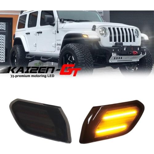 Smoked Lens Amber LED 12V Car Side Marker Lights For 2018-up Jeep Wrangler JL, For 2020-up Jeep Gladiator JT Turn Signal Lights