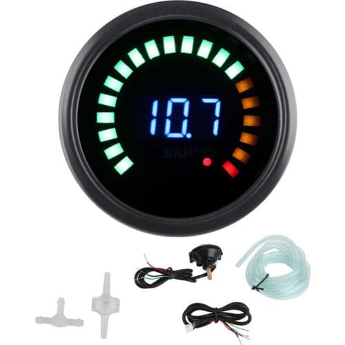 2in Car Voltmeter with LED Digital Display Vacuum Pressure Gauge 12V 2 in 1 Universal Meter Auto accessories