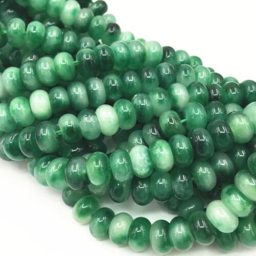 Charms Green Gallocyanine Natural Stone Chalcedony Accessories Jaspers Loose Beads for Jewelry Making 5X8mm Abacus Shape 15"A179