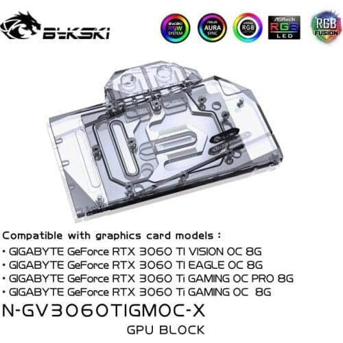 Bykski PC water cooling Radiator GPU cooler video Graphics Card Water Block for GIGABYTE RTX3060TI N-GV3060TIGMOC-X