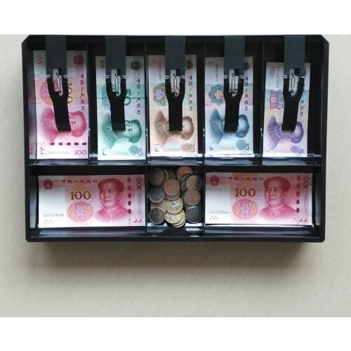 Money Counter case Cash Register Drawer Insert Tray Bill Coin stamp Compartments with Plastic Clip for Money Storage Store