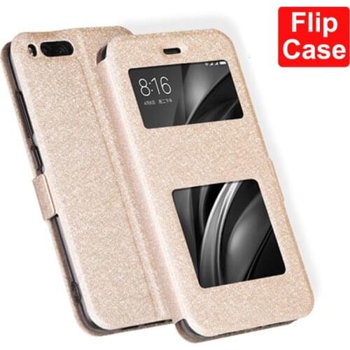 Open window capa For xiaomi mi 6 Case Cover Luxury PU Leather Flip phone Cover For xiaomi mi6 shell xiaomi6 MCE16 back coque