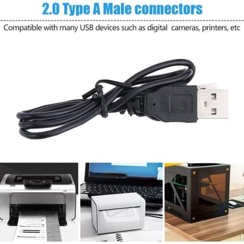 Black 400mm(L) USB 2.0 Male To Male Extension Connector Adapter Data Cable Cord Connectors For PC Smart Phone