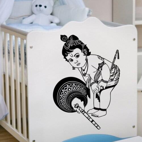 Baby Krishna Kano Wall Sticker Vinyl Hindu God Gopal Decal Stencil Art Gift For Kids Bedroom Room Decoration DIY Z326