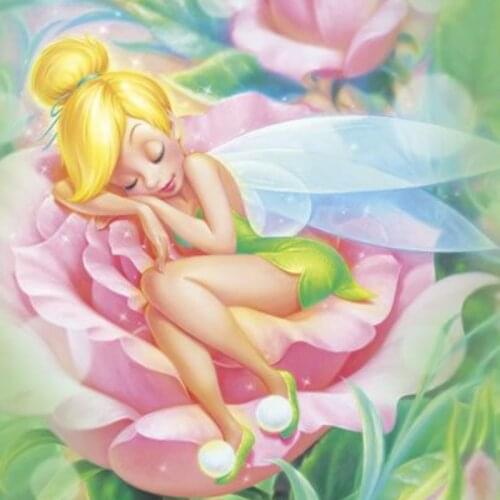 Disney Cartoon Wonderful Fairy Tinkerbell DIY 5D Round Diamond Painting Cross Stitch Kits Embroidery Full Dill Mosaic Home Decor