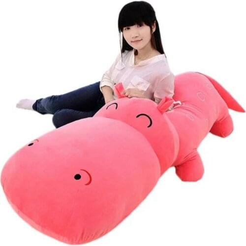 Dorimytrader Hot Biggest 180cm Cute Soft Animal Hippo Plush Toy 71'' Huge Stuffed Cartoon Hippos Pillow Doll Baby Gift DY61502