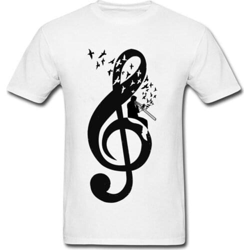 2018 Graduation T Shirts Men Treble Clef Trombone Designer Shirt Mens Tshirt Full Cotton Hip Hop T Shirt Bass Music