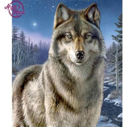 Animal DIY Square Drill Diamond Painting Cross Stitch Mosaic Full 100% Cover Embroider Wolf Wall Decor Painting