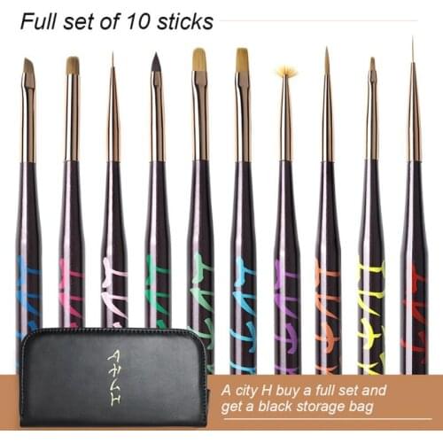 Mink hair Brushes for manicure high-end nail pen phototherapy drawing Nail design pen smudge gel nail brush set nail art tools
