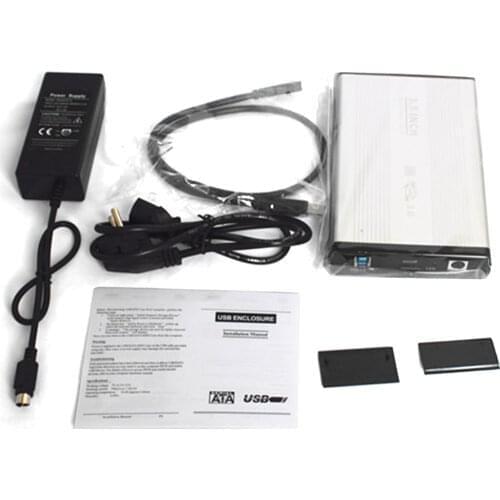 Aluminium Alloy 3.5 inch USB 2.0 IDE Hard Drive HDD Enclosure Caddy External Hard Disk Box with Power Adapter for Desktop PC