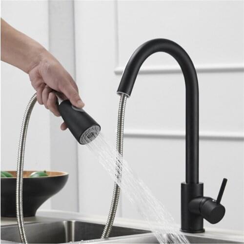Pull-Out Spout Kitchen Faucet Stainless Steel Bathroom Faucets Single Hole Dual-Modes Water Outlet Taps Home Sink Hot Cold Mixer