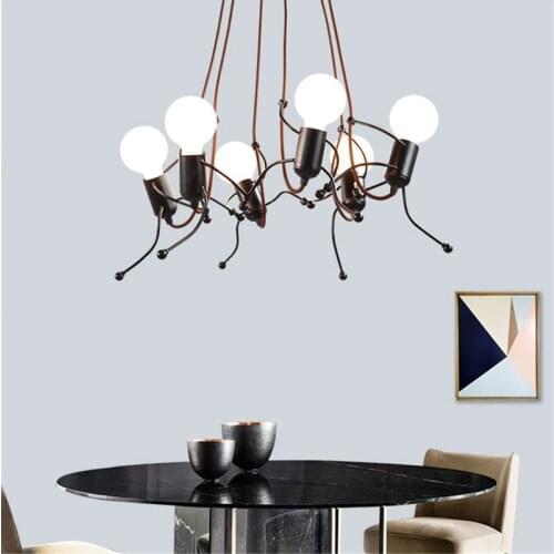 L32-Creative Small Iron Man LED Pendant Lamp Modern Living Room Pendant Lights Fashion Childrens Room Decoration Hanging Lamp