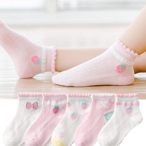 5 Pairs/set Summer Socks Newborn Accessories Baby Girl Boys Socks Kids Frilly Mesh Socks Toddler Casual Socks Calcetines Verano