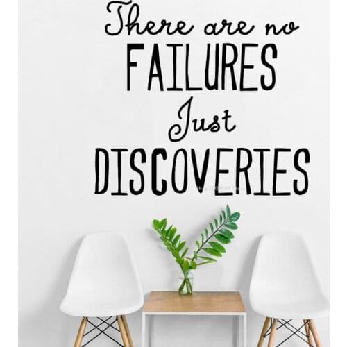 There are no Failures just discoveries Inspirational Quote Wall Sticker Motivational Positive Decal Home Decor Living Room DG227