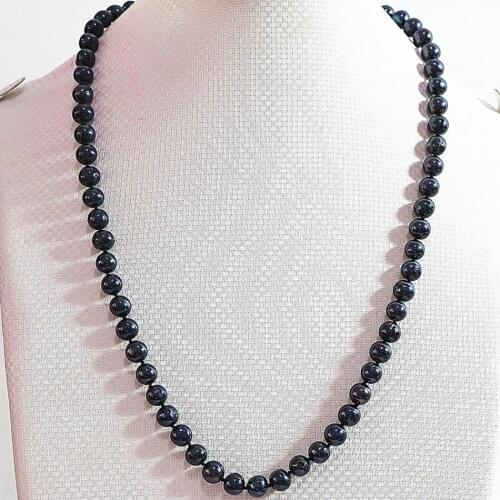 Natural freshwater cultured balck pearl 7-8mm diy chain strand necklace for women mother gifts long chain jewelry 25inch B729