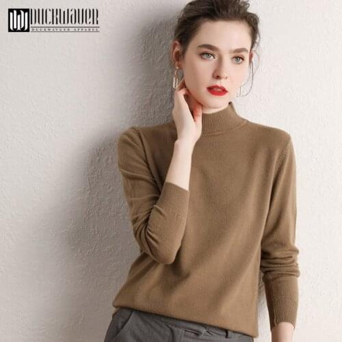 Duckwaver 2020 Autumn and Winter New Cashmere Sweater Women High Collar Pullover Fashion Sweater Warm Bottom Sweater New Arrival