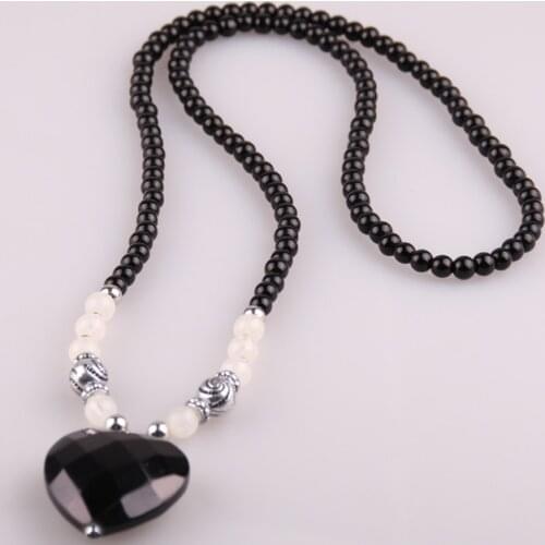 New !Free Ship women 3.5cm dia big facet crystal glass heart pendant necklace whirlpool beads fashion elegant lady necklaces