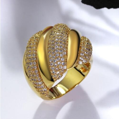 New Fashion Ring! White and Gold-color jewelry Paving crystal stones Luxury wholesale lots best friends big rings for women