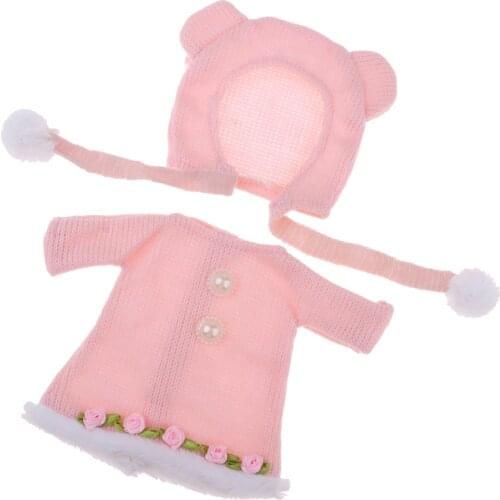 Doll Clothes Accessories Knit Skirt with Hat Outfit for 25cm MellChan Doll