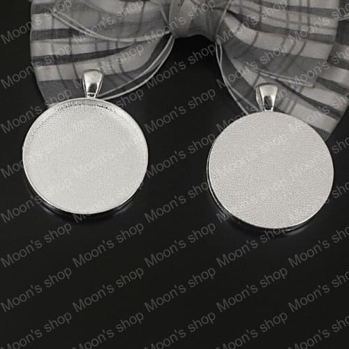 Wholesale 33mm Silver color Alloy Pendants Base Cameo Settings Findings Accessories 10 pieces (JM276)