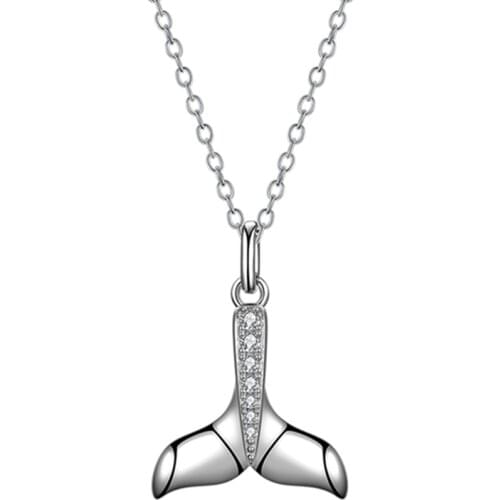 LOVANS Dolphin Tail Fish Pendant Necklace For Girls 925 Women Chain Necklace Silver Crystal Jewelry Fit Pandora 925 Original