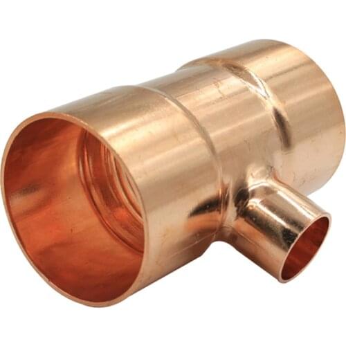 76 89 133 159mm To 28 35 42 54-108mm ID 99.9% Copper End Feed Solder Reducing Tee 3 Ways Plumbing Fitting For Air Condition