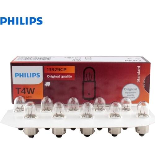 Philips Truck 24V Standard T4W 4W 13929CP BA9s Interior Lamps Original Position Light License Plate Light Wholesale, Pack of 10