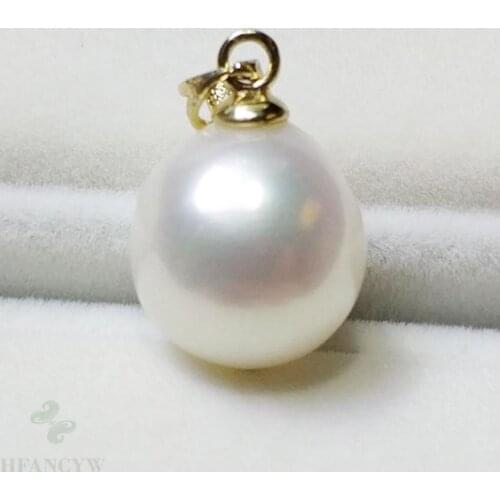 11-12mm White Baroque South Sea Pearl Pendant 14k Necklace Women Jewelry Teardrop Hang Classic Cultured Flawless