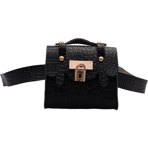YAOKU 2021 Waist Bag Women 's New Crocodile Pattern Belt New Mini Chain Decoration Belt Bag Crossbody Pouch Casual Unisex PU Box