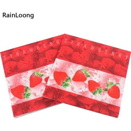 [RainLoong] Printed Strawberry Paper Napkin Fruit Para Festas & Party Decoration Tissue 33*33cm 1 pack (20pcs/pack)