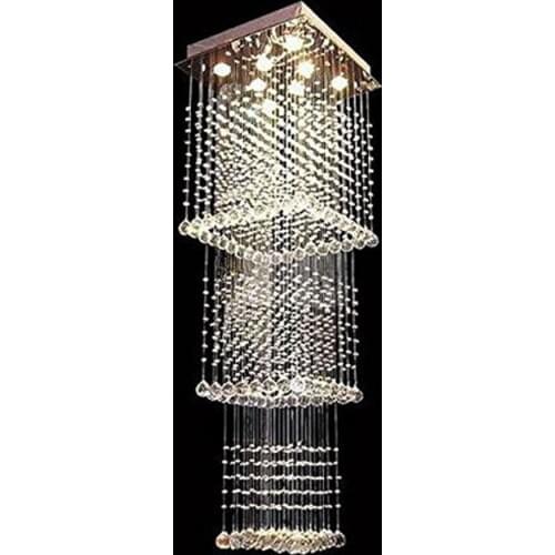 Modern led Simple modern square staircase light LED living room crystal chandelier villa hotel engineering lighting fixture