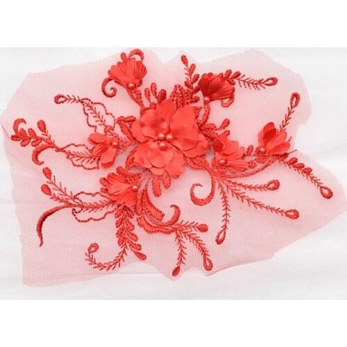 T peal beaded flower rhinestone patch apliques de roupa crystal rhinestone applique sew on patches for clothing para vestuario